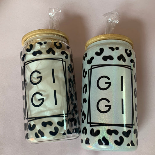 GIGI leopard Glass can