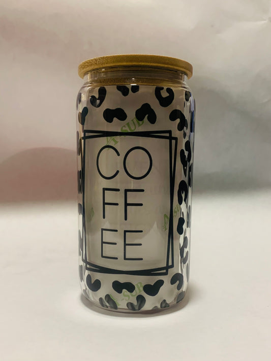 COFFEE leopard Glass can