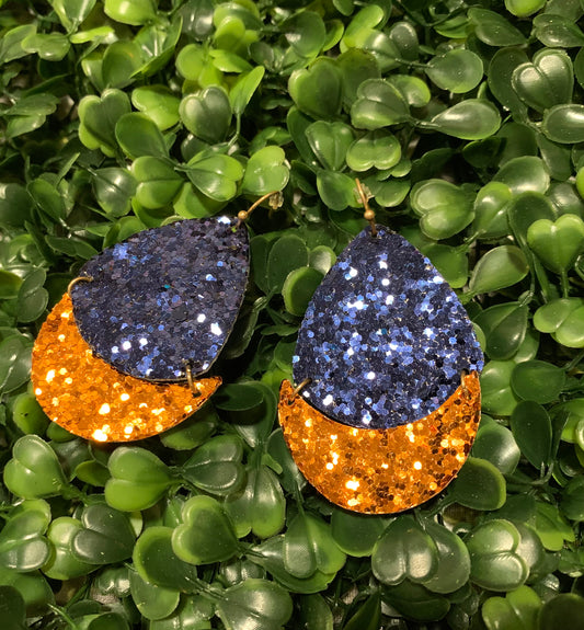 Blue/Orange Tear Drop Earrings