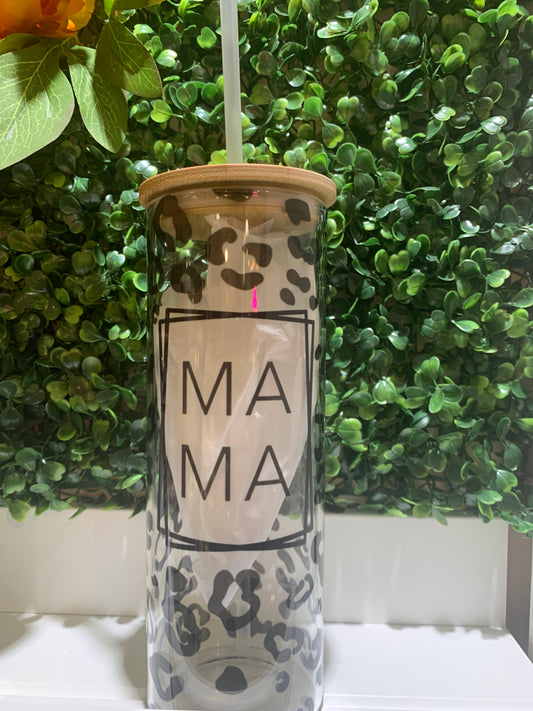 MAMA  leopard Glass can