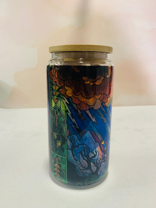 Stained Glass Beauty and the Beast Glass Can