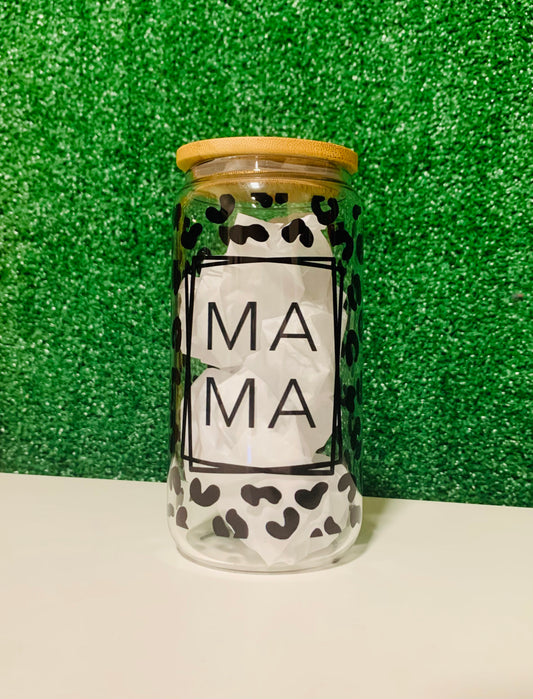 MAMA  leopard Glass can