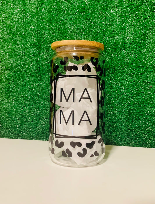 MAMA leopard Glass can