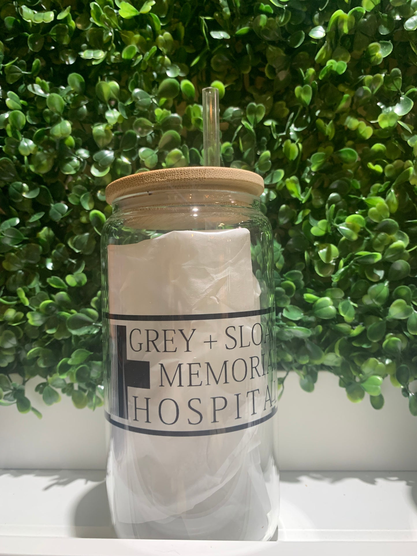 Grey Sloan Glass can